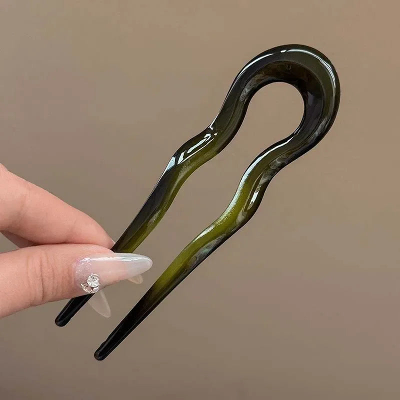 U-Shaped Tortoiseshell Acetate Hair Fork | Geometric Hair Stick Hair Fork PLUSH 04