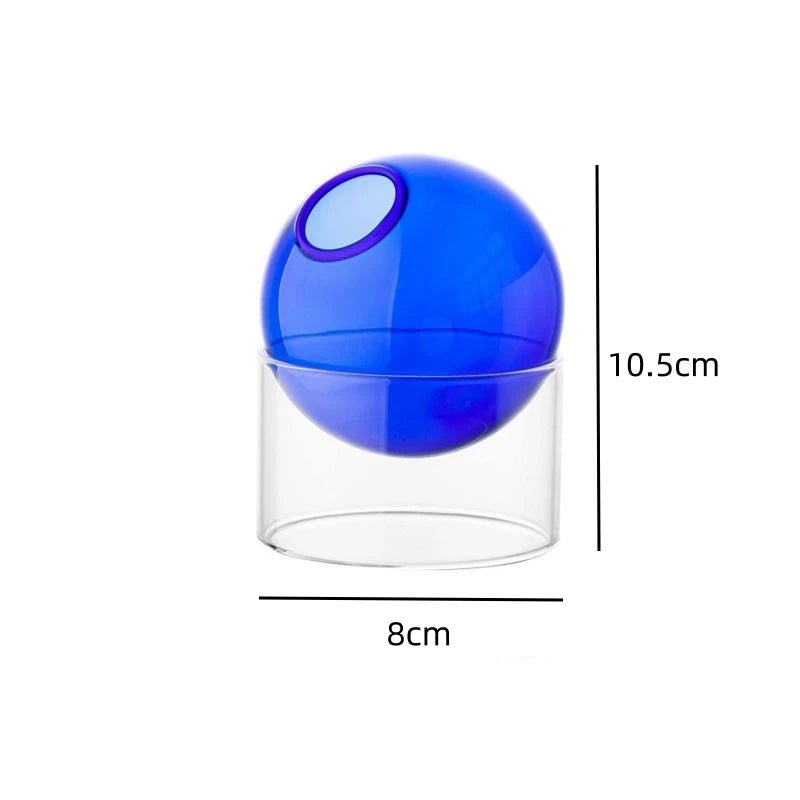 Nordic Colored Glass Vase | Minimalist Hydroponic Planter Decorative Glass Vase PLUSH Blue-S
