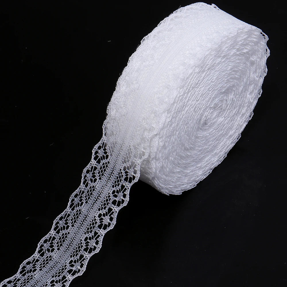 20 Yards 28mm Lace Ribbon – DIY Chokers, Bows & Sewing Trim Lace Ribbon Trim PLUSH white