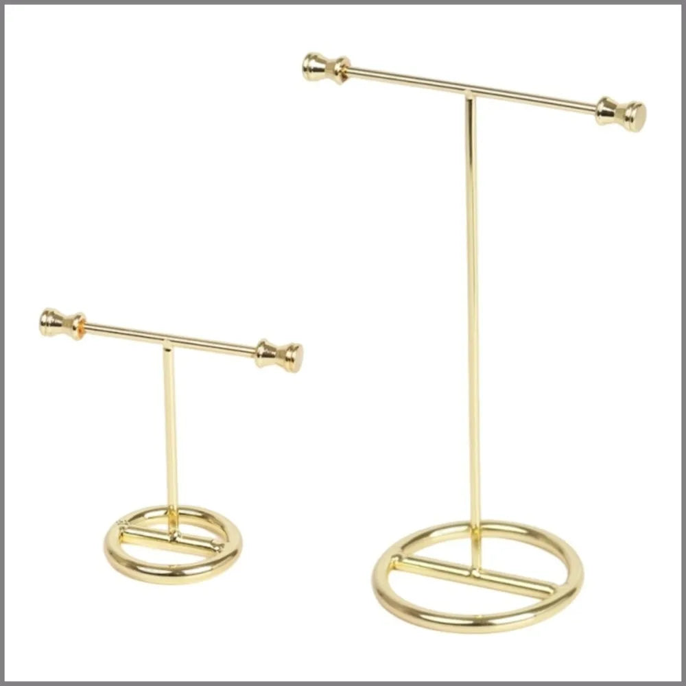 T-Shaped Metal Jewelry Display Stand – Earring & Necklace Rack Jewelry Display Stand PLUSH S and L round