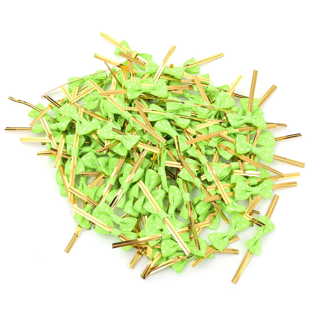 30pcs Polka Dot Bow Twist Ties Gold Wire – Gift Bag Seals Gift Bow Twist Ties PLUSH Fluorescent Green 1.5x8cm