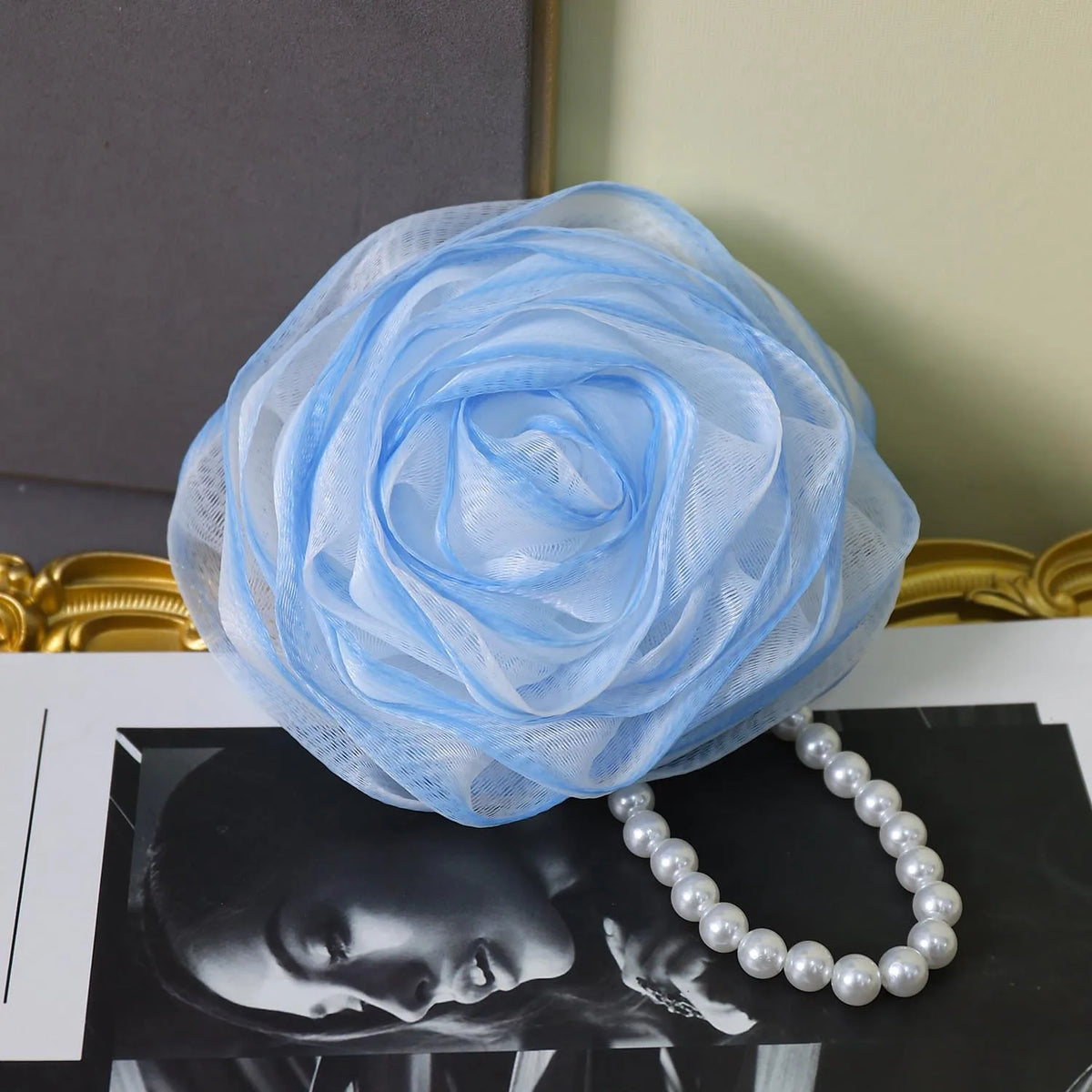 Pearl Rose Exfoliating Bath Sponge – Foaming Mesh Scrubber Bath Mesh Scrubber PLUSH Blue