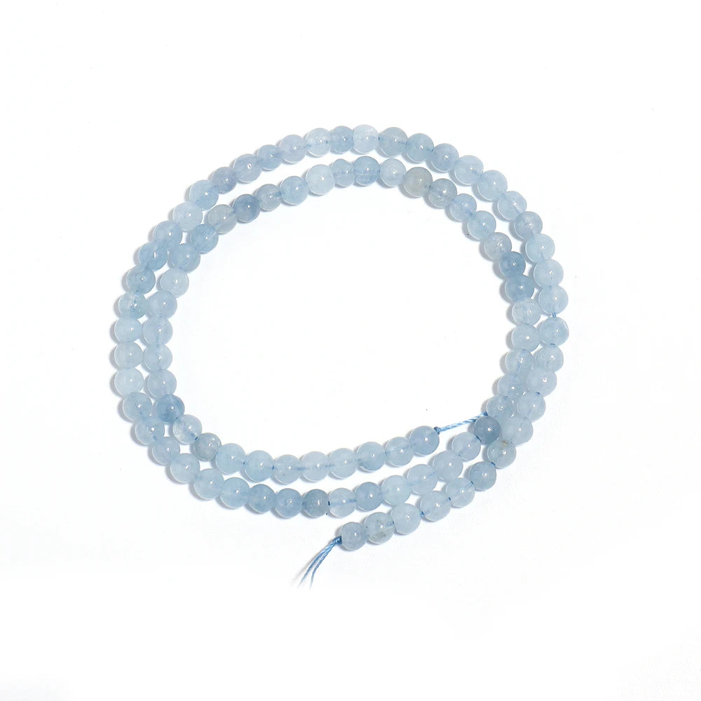 Natural Aquamarine Stone Beads – Blue Round Spacer Beads DIY Gemstone Spacer Beads PLUSH 4mm