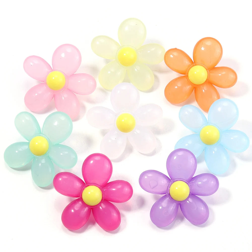 10pcs Sunflower Acrylic Beads 39x40mm | DIY Jewelry Making Acrylic Flower Beads PLUSH