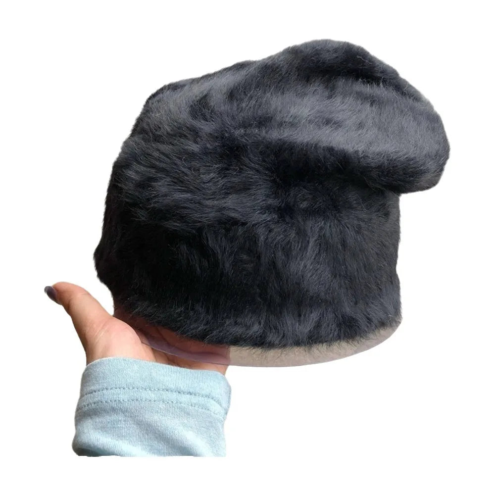 Women's Slouchy Knit Beanie Hat – Y2K Winter Thermal Skullcap Winter Knit Beanie PLUSH Black
