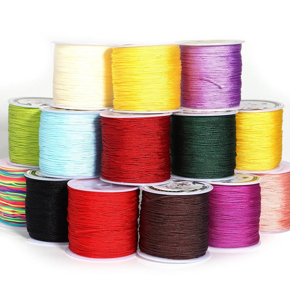 90m Multicolor Nylon Braiding Cord 0.8mm | Chinese Knot Thread Jewelry Braiding Cord PLUSH