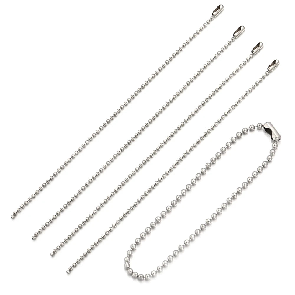 100pcs Rhodium Ball Bead Chains – Keychain & Jewelry Making Jewelry Chain Findings PLUSH 1.5mm x 10cm