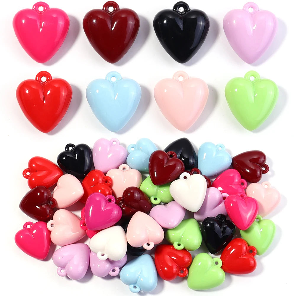 5pcs Colorful Acrylic Heart Charms Pendants 32x35mm DIY Jewelry Jewelry Charms PLUSH