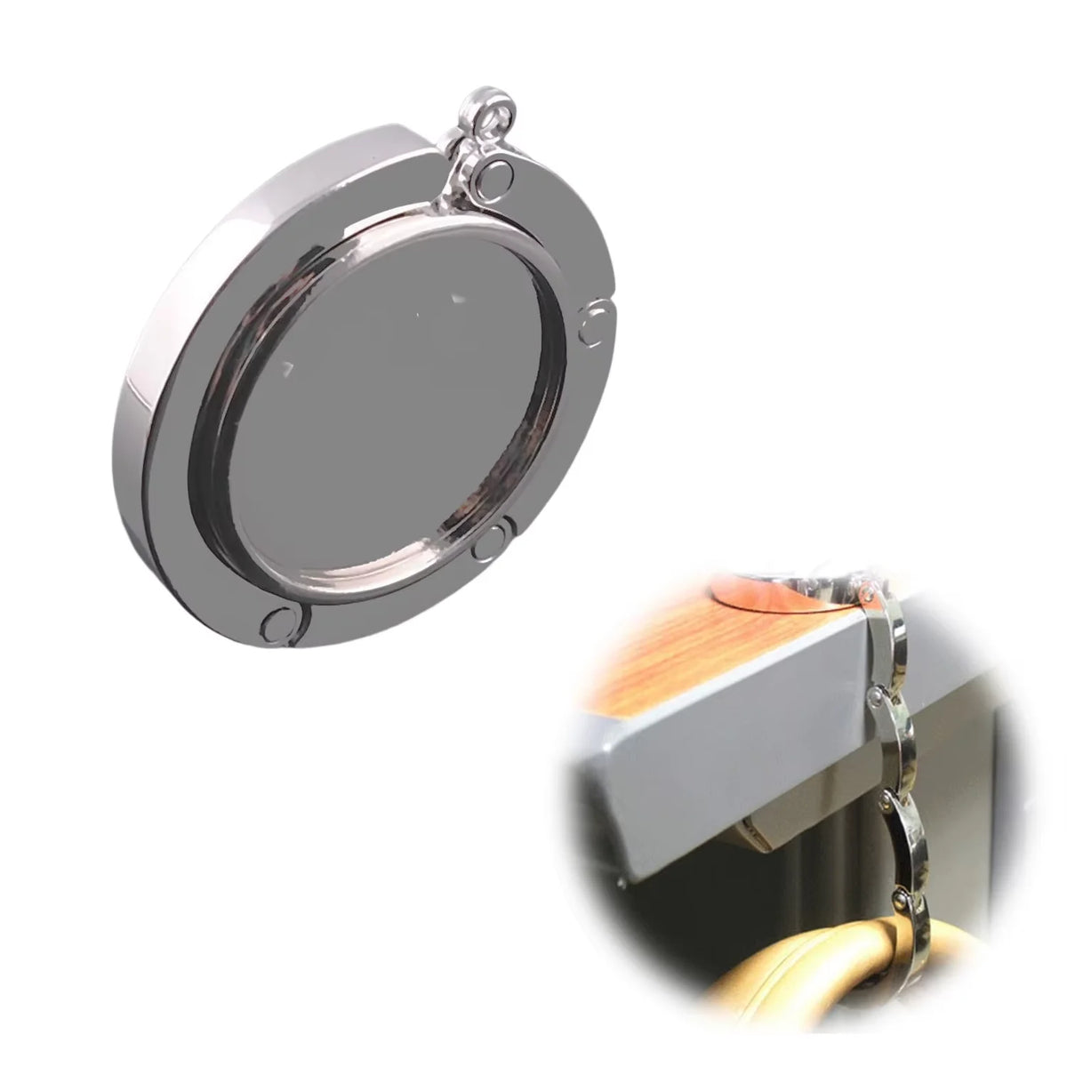 Portable Folding Bag Hanger – Crystal Zinc Alloy Table Hook Bag Hook Hanger PLUSH Silvery