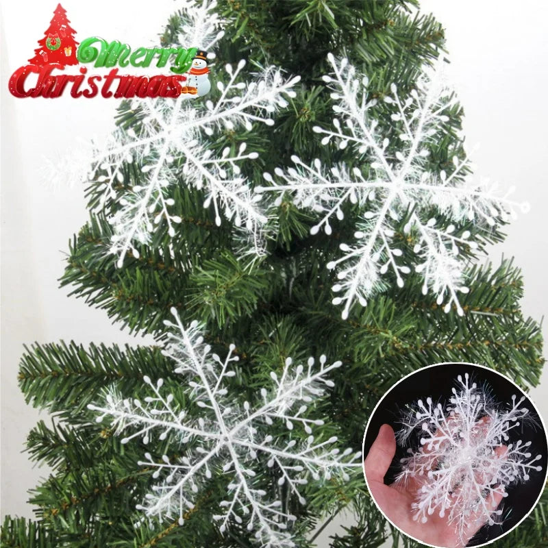 Christmas Snowflake Ornaments – White Hanging Tree Decorations Holiday Tree Ornaments PLUSH
