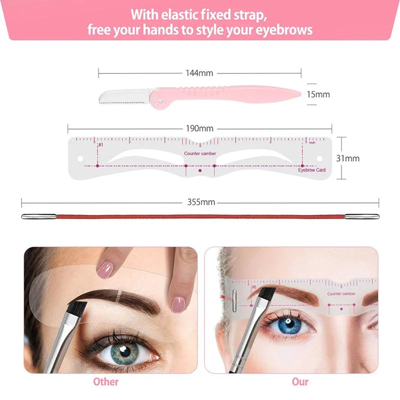 12-Style Reusable Eyebrow Stencil Set – DIY Brow Templates Eyebrow Stencil Set PLUSH