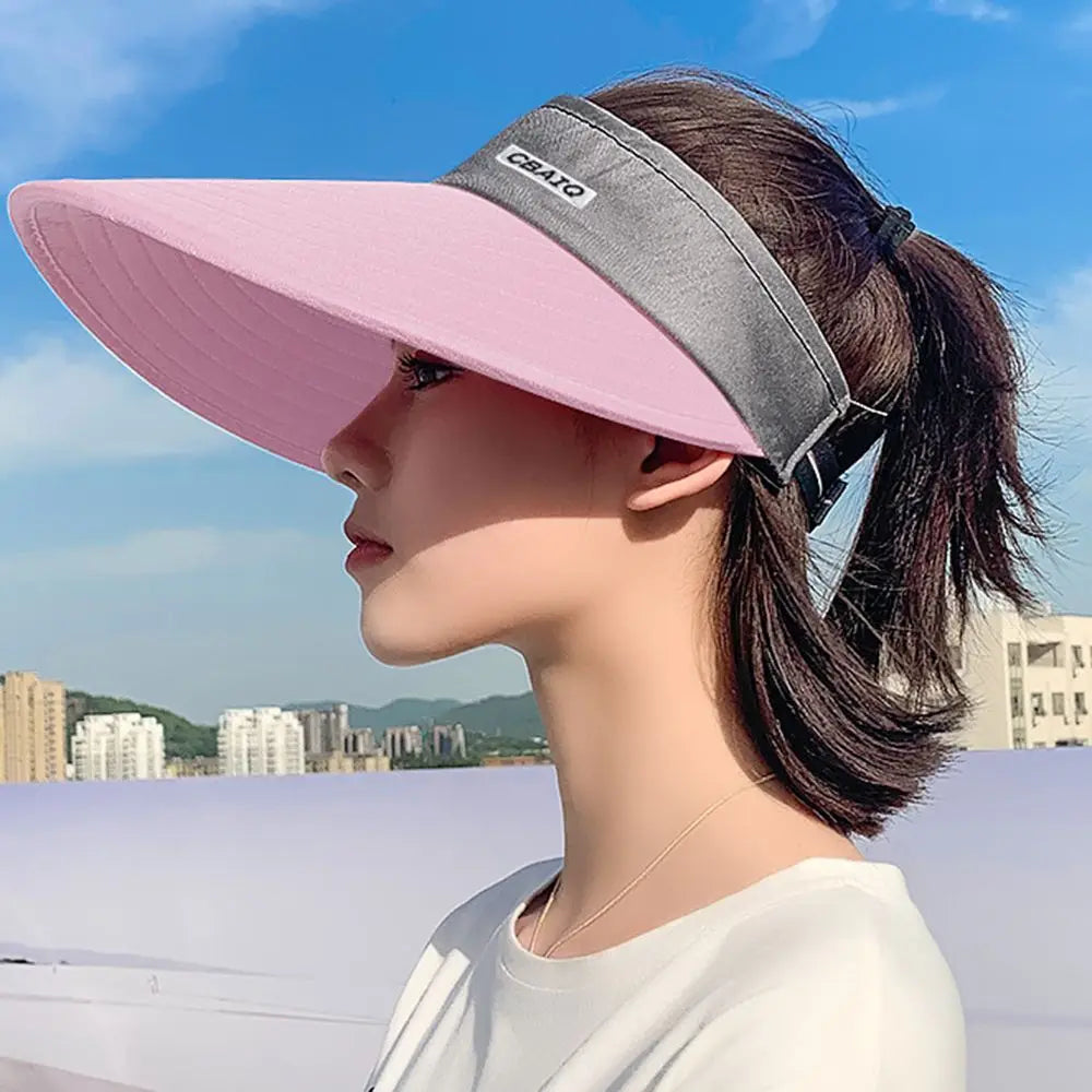 Women's Wide Brim Open-Top Sun Visor Beach Cap Sun Visor Hat PLUSH