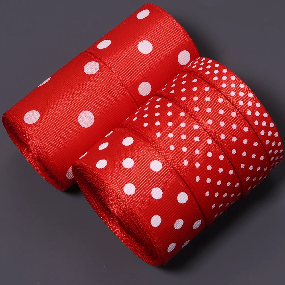 Red Polka Dot Grosgrain Ribbon – DIY Hair Bows & Gift Wrap Grosgrain Ribbon PLUSH