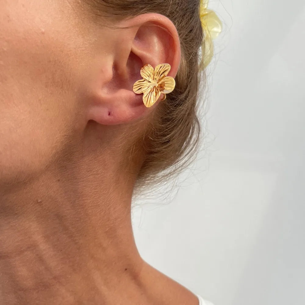 Vintage Flower C-Shape Ear Cuff – Starfish Shell Clip Earring Clip-On Ear Cuff PLUSH Style 4