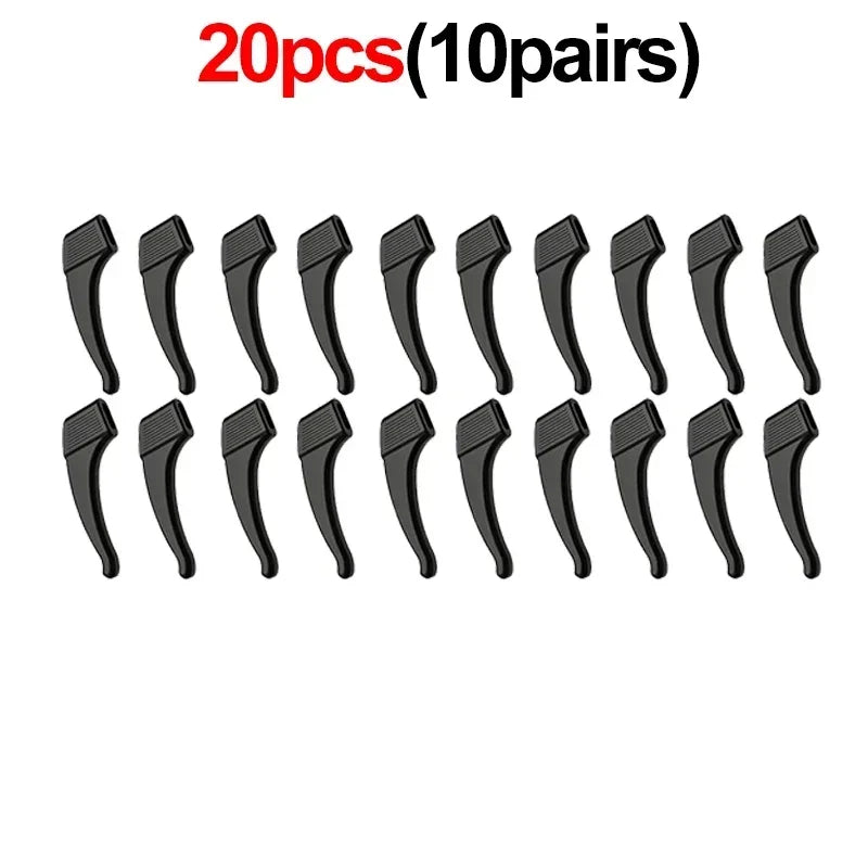 Silicone Anti-Slip Ear Hook Grips for Glasses & Sunglasses Eyewear Accessories PLUSH Black 10pairs
