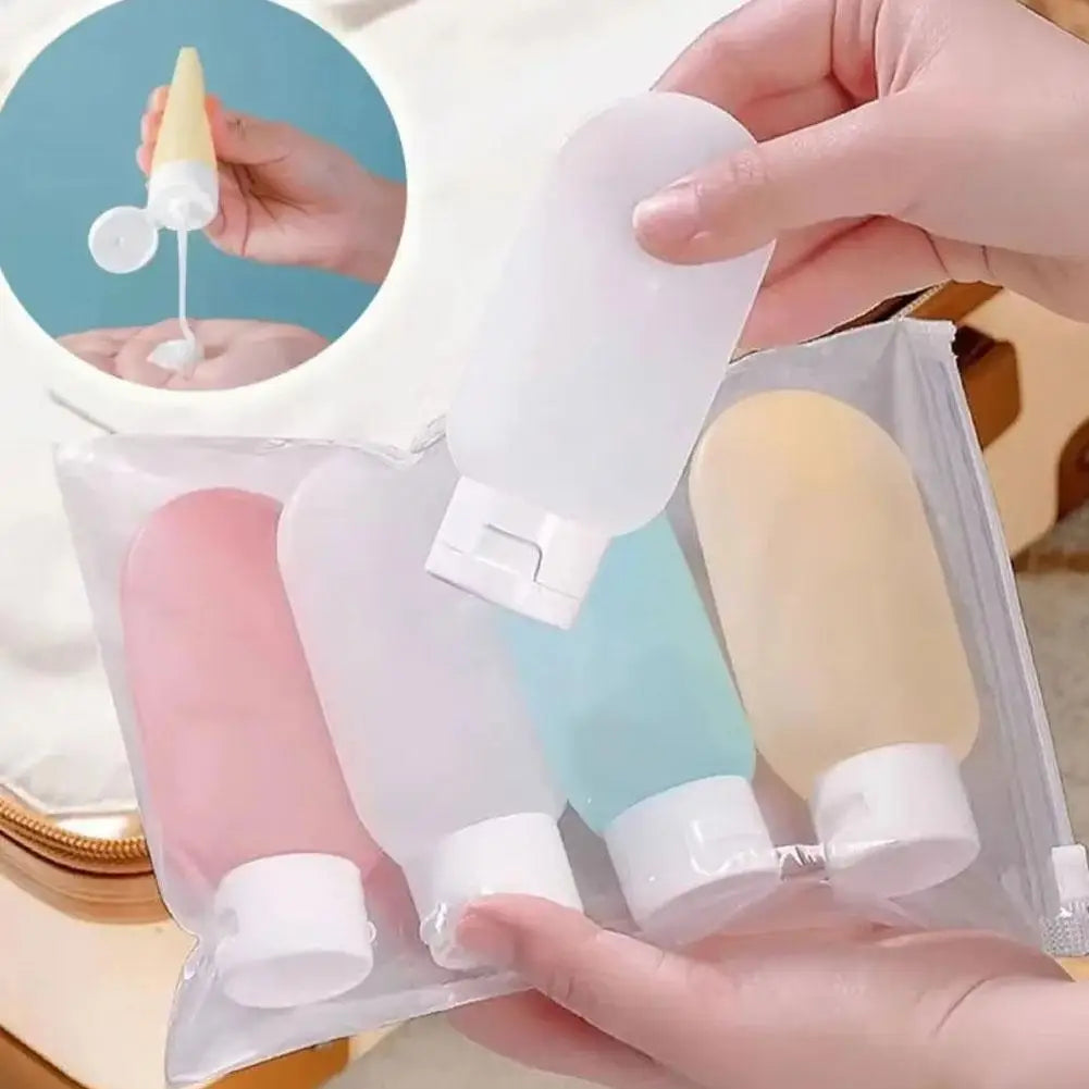 4-Pack Leak-Proof Silicone Travel Bottles | 60ml Refillable Set Travel Toiletry Bottles PLUSH