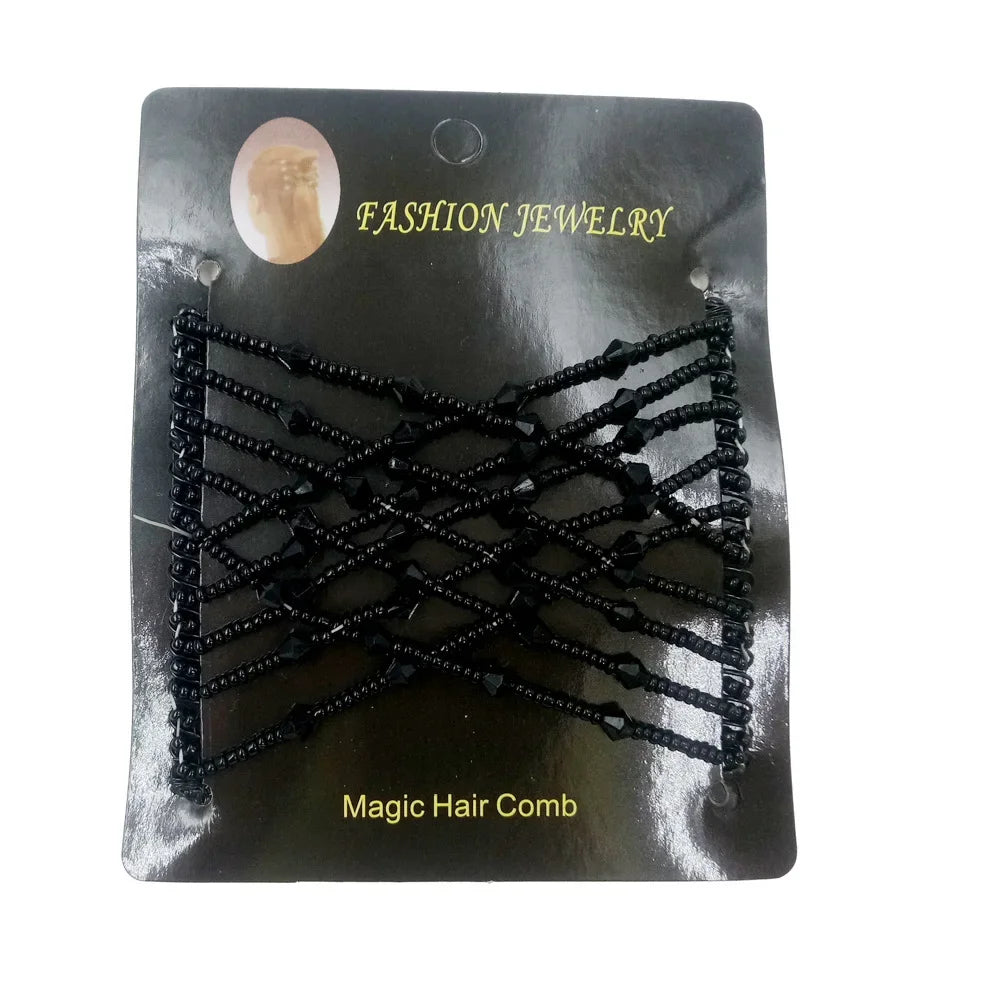Vintage Disc Hair Clip – Korean Magic Comb & Elastic Rope Hair Clip PLUSH Black