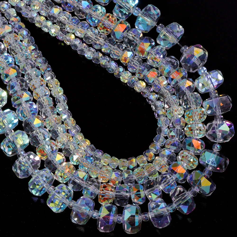 AB Color Faceted Crystal Glass Wheel Spacer Beads – DIY Jewelry Glass Spacer Beads PLUSH