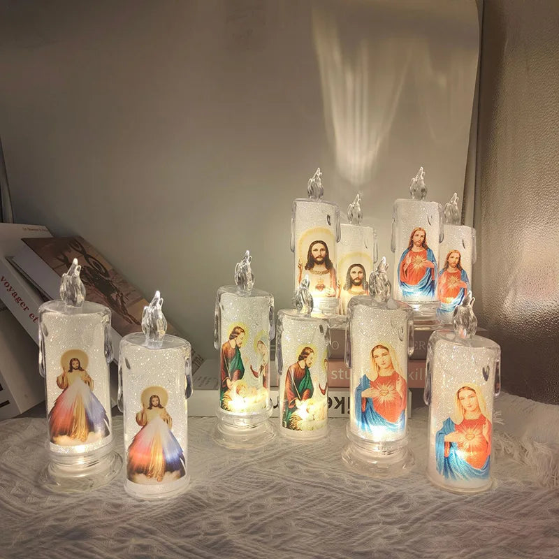 Flameless LED Devotional Prayer Candle – Religious Décor LED Prayer Candle PLUSH