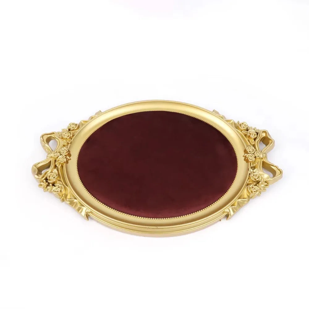 Vintage Velvet Jewelry Display Tray – Retro Organizer Stand Jewelry Display Tray PLUSH Red