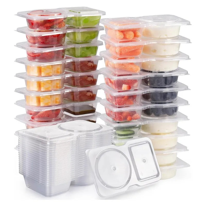 Double Compartment Seasoning & Snack Containers with Lid 5–40pcs Food Storage Container PLUSH