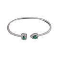 Cubic Zirconia Cuff Bracelet – Adjustable Open Bangle Cuff Bracelet PLUSH Green