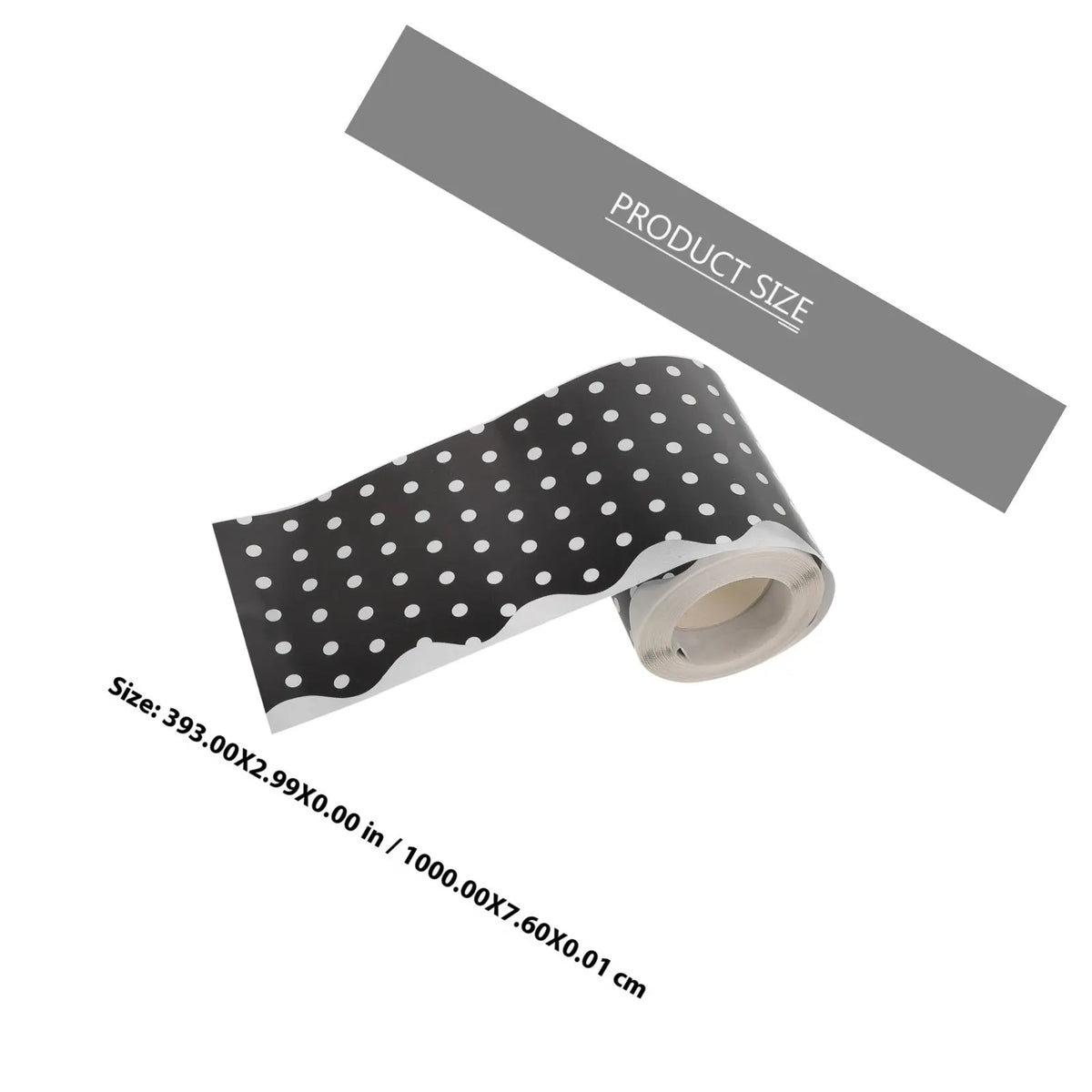 Polka Dot Border Sticker – Waterproof Adhesive Trim Roll Decorative Border Sticker PLUSH Black