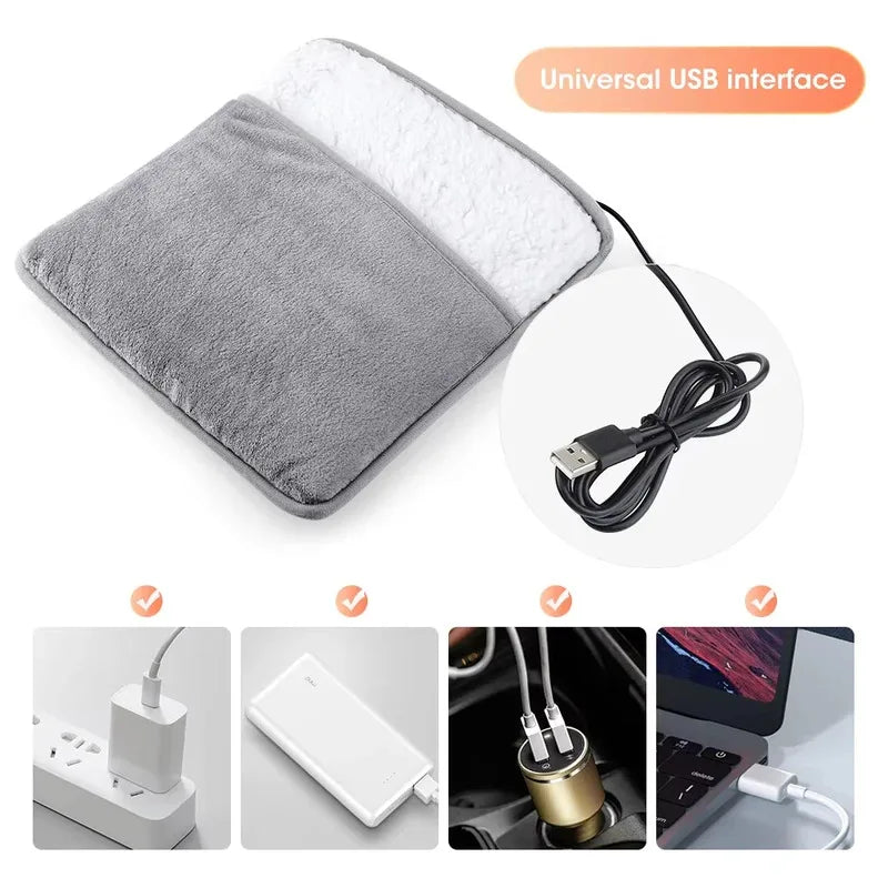 USB Electric Foot Warmer – Soft Plush Washable Heating Pad Electric Foot Warmer PLUSH