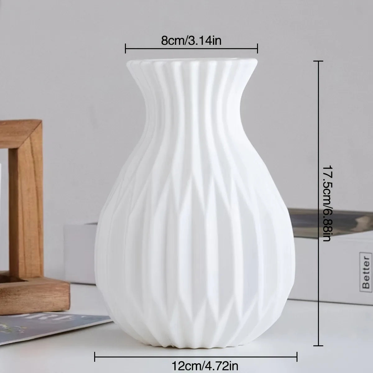 Nordic White Plastic Flower Vase – Modern Home Decor Planter Decorative Vase PLUSH