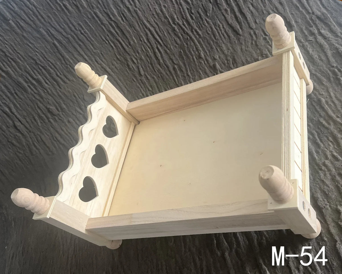Newborn Photography Props Small Wooden Bed – Baby Studio Prop Photography Prop PLUSH M-54