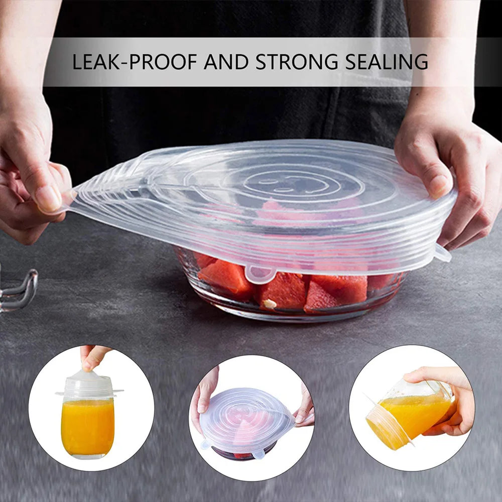 6-Pack Reusable Silicone Food Lids for Cans & Bowls Silicone Food Lids PLUSH