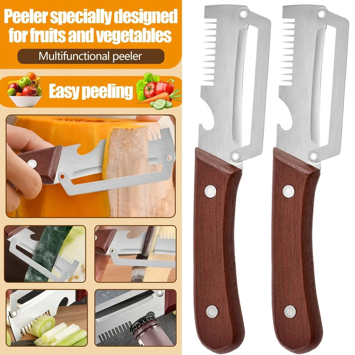 Stainless Steel Peeler & Bottle Opener 2-Piece Kitchen Set Kitchen Gadget Set PLUSH