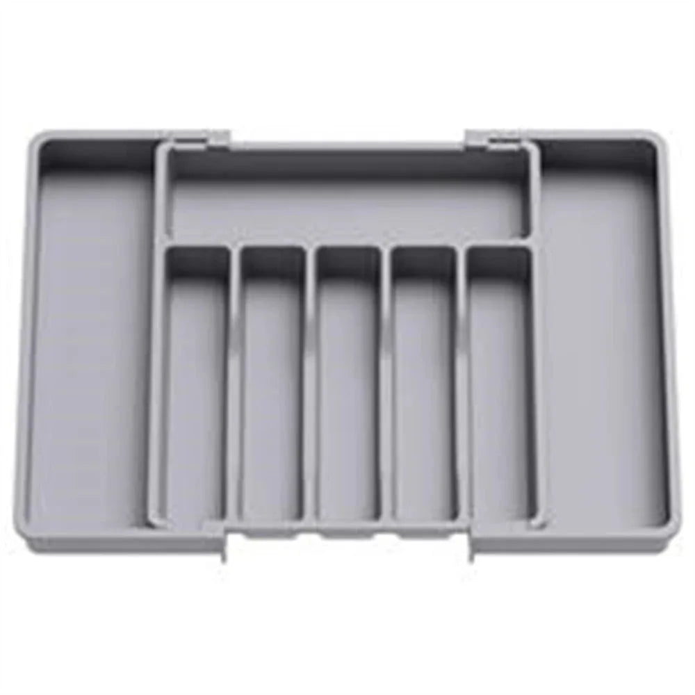 Adjustable Silverware Drawer Organizer – Expandable Utensil Tray Drawer Organizer Tray PLUSH Grey