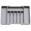 Adjustable Silverware Drawer Organizer – Expandable Utensil Tray Drawer Organizer Tray PLUSH Grey