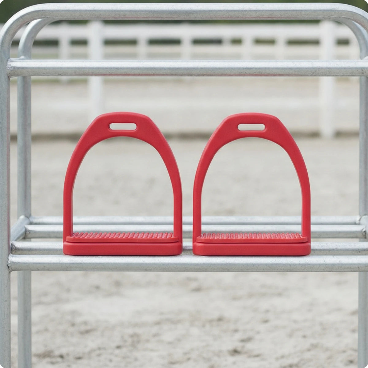 Lightweight Plastic Horse Stirrups with Rubber Grip | Riding Tack Horse Stirrups PLUSH Red