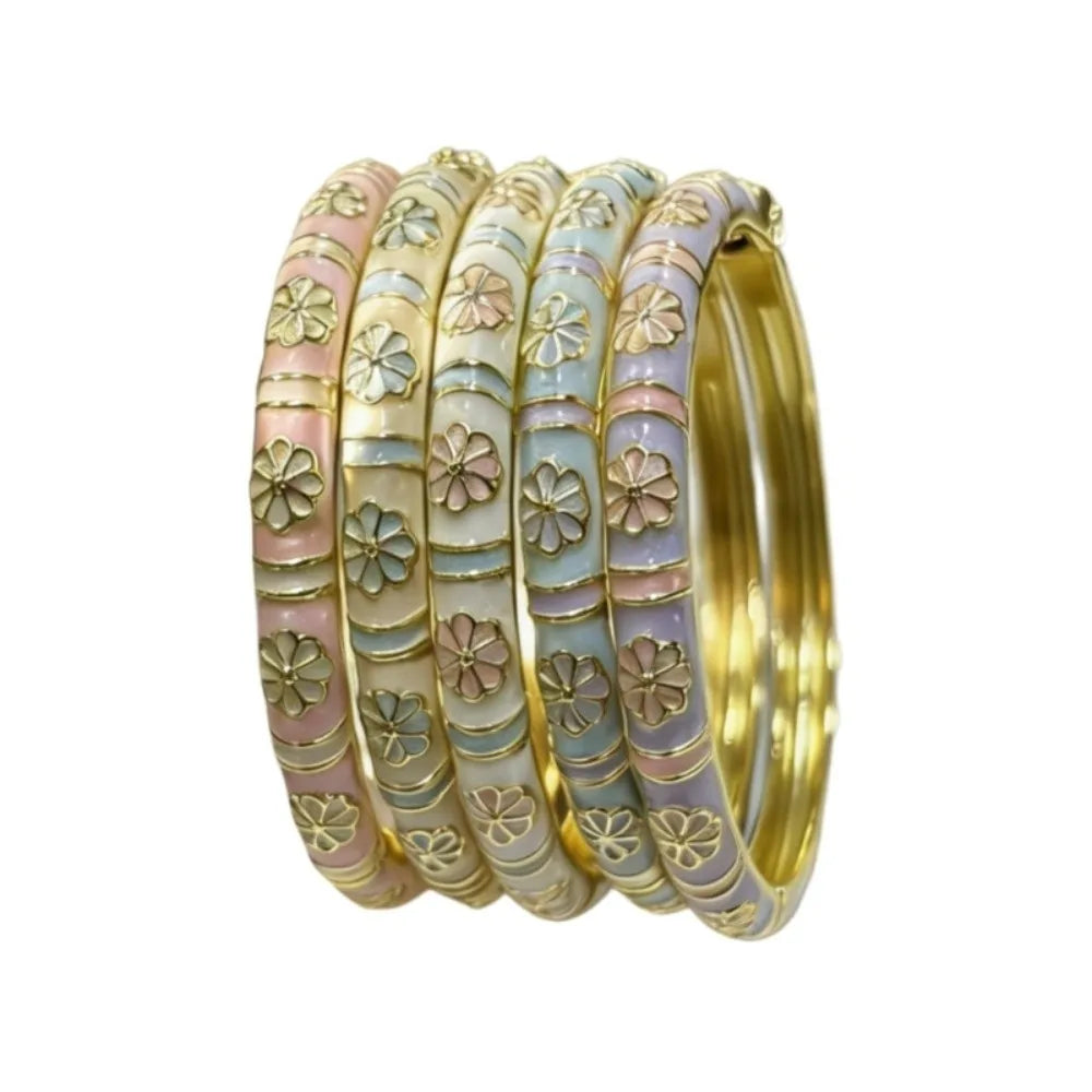 Vintage Cloisonne Enamel Flower Bangle – Women's Bracelet Enamel Bangle Bracelet PLUSH