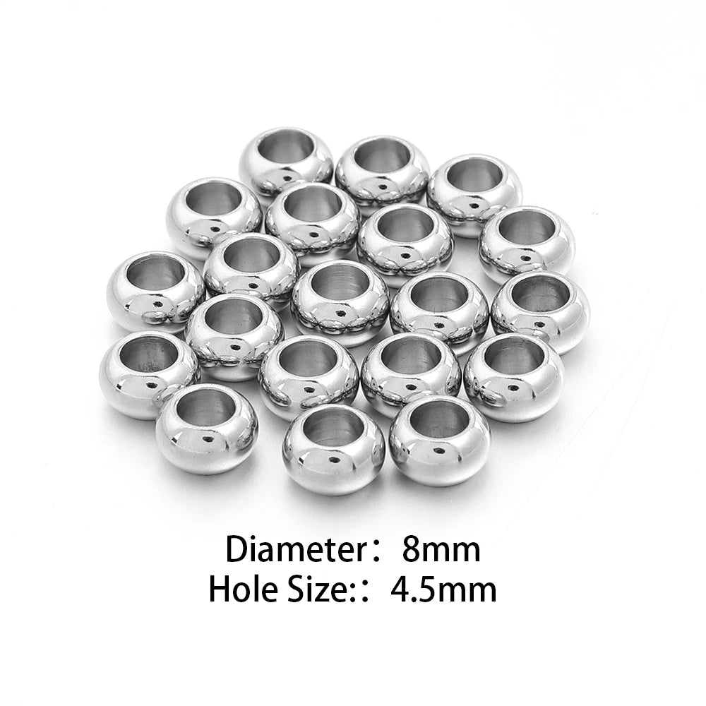 Silver Stainless Steel Big Hole Spacer Beads | DIY Jewelry Jewelry Spacer Beads PLUSH 8mm hole4.5mm 20pcs