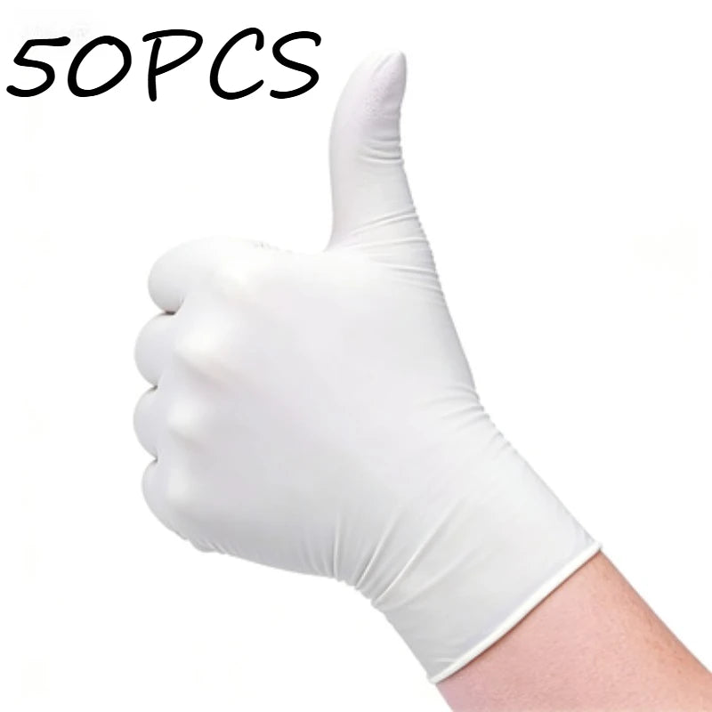 White Disposable Nitrile Gloves 100/50/20 Pcs | S–XL Disposable Nitrile Gloves PLUSH White-50PCS L