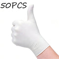 White Disposable Nitrile Gloves 100/50/20 Pcs | S–XL Disposable Nitrile Gloves PLUSH White-50PCS L