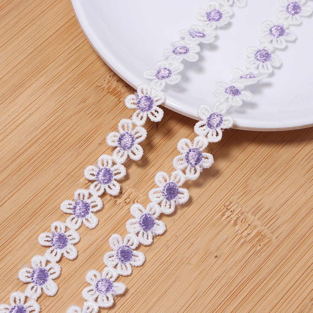 3 Yards Flower Lace Trim 1.5cm Polyester – DIY Craft Decor Lace Trim Ribbon PLUSH purple 1.5cm