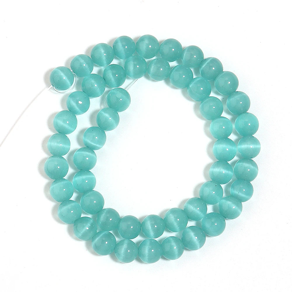 Teal Blue Cat Eye Stone Beads 4–12mm | DIY Jewelry Making Jewelry Making Beads PLUSH 8mm