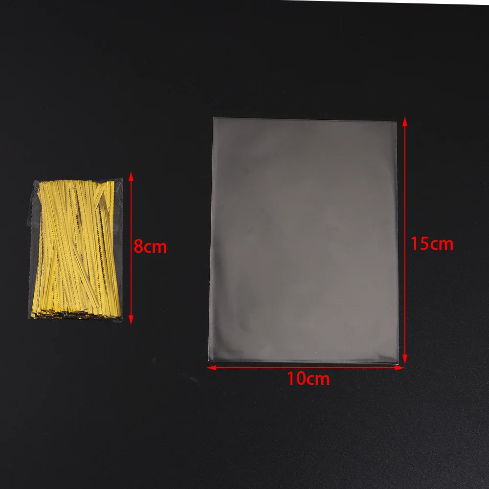 100pcs Transparent Treat Bags with Twist Ties | Cookie & Candy Treat Packaging Bags PLUSH 10x15cm 100pcs