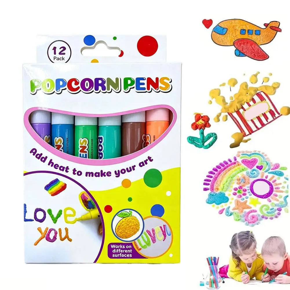 Puffy 3D Drawing Pens for Kids – DIY Popcorn Art Craft Set Kids Craft Drawing Pen PLUSH C