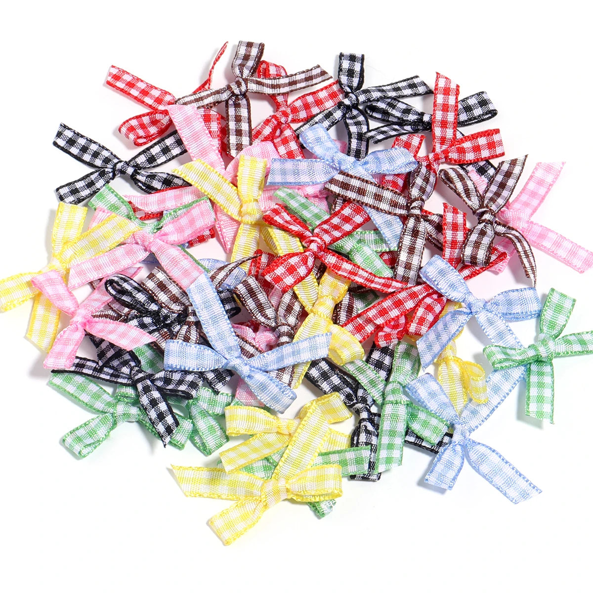 50pcs Scottish Checkered Ribbon Bows – DIY Jewelry & Crafts Ribbon Craft Bows PLUSH Mixed 4x2.5cm