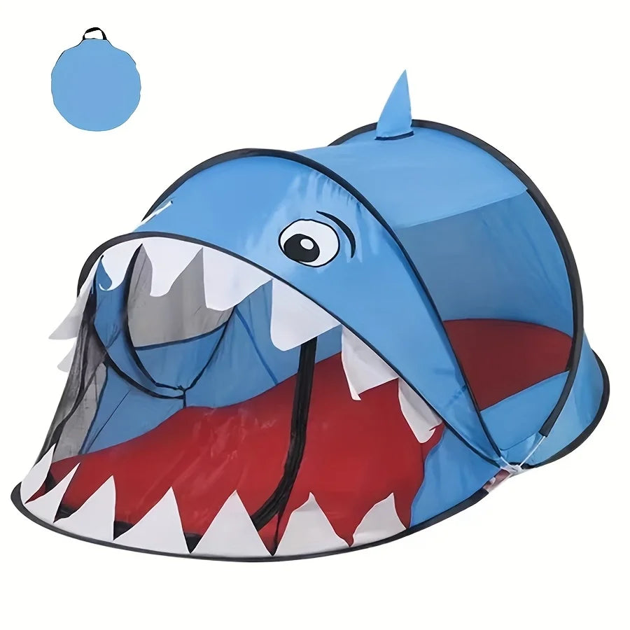 Kids Pop Up Play Tent – Breathable Mesh Indoor Outdoor Playhouse Kids Play Tent PLUSH blue shark 100x182x80cm
