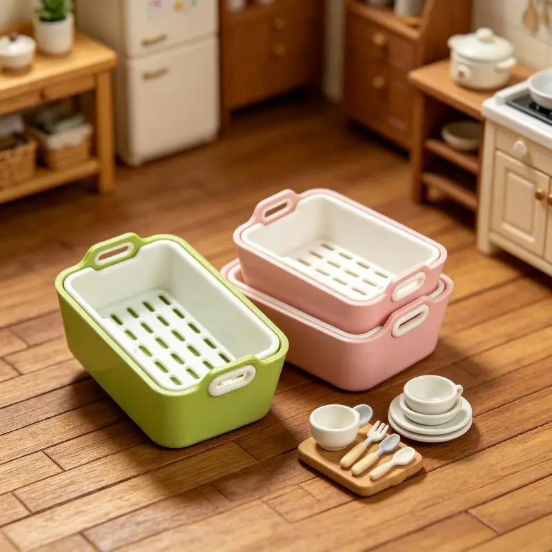1:12 Scale Dollhouse Sink Organizer & Drain Basket with Tray Dollhouse Accessory PLUSH