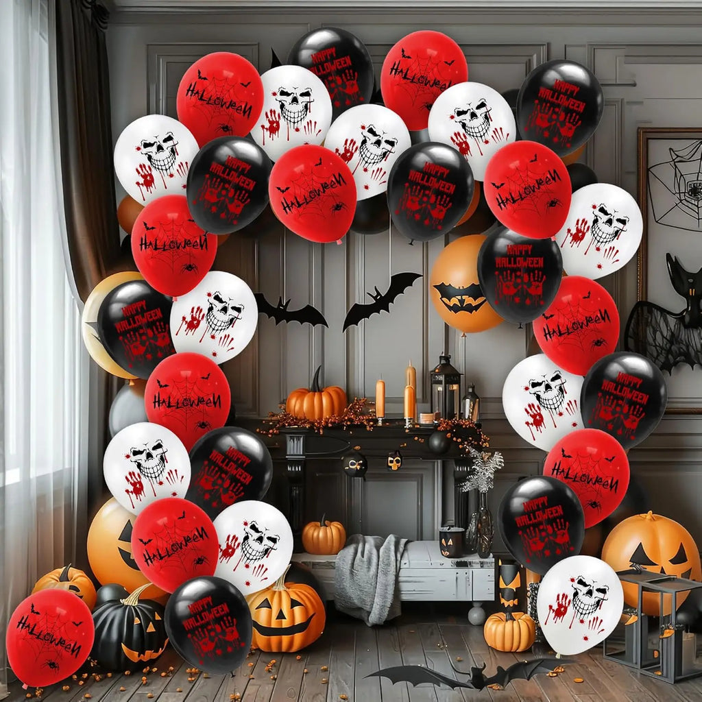 Halloween Bloody Handprint Latex Balloons – Zombie Party Decor Halloween Party Balloons PLUSH