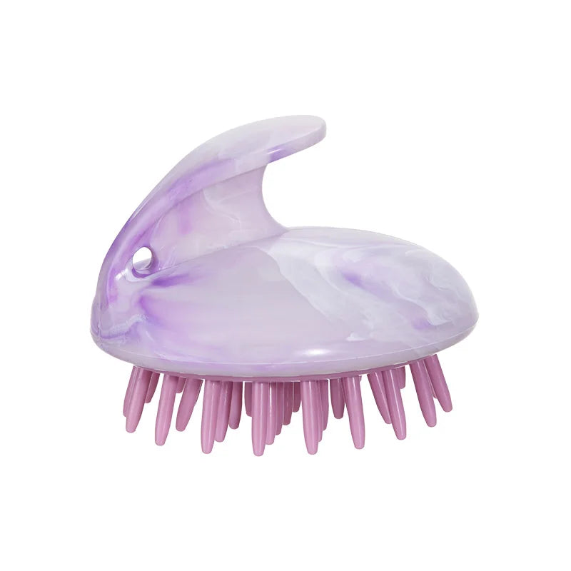 Silicone Scalp Massager Shampoo Brush – Marble Pattern Scalp Massager Brush PLUSH purple