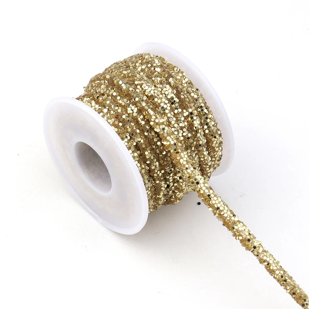 5 Yards 6mm Glitter Sequin Cord – DIY Jewelry & Craft Rope Glitter Sequin Cord PLUSH gold
