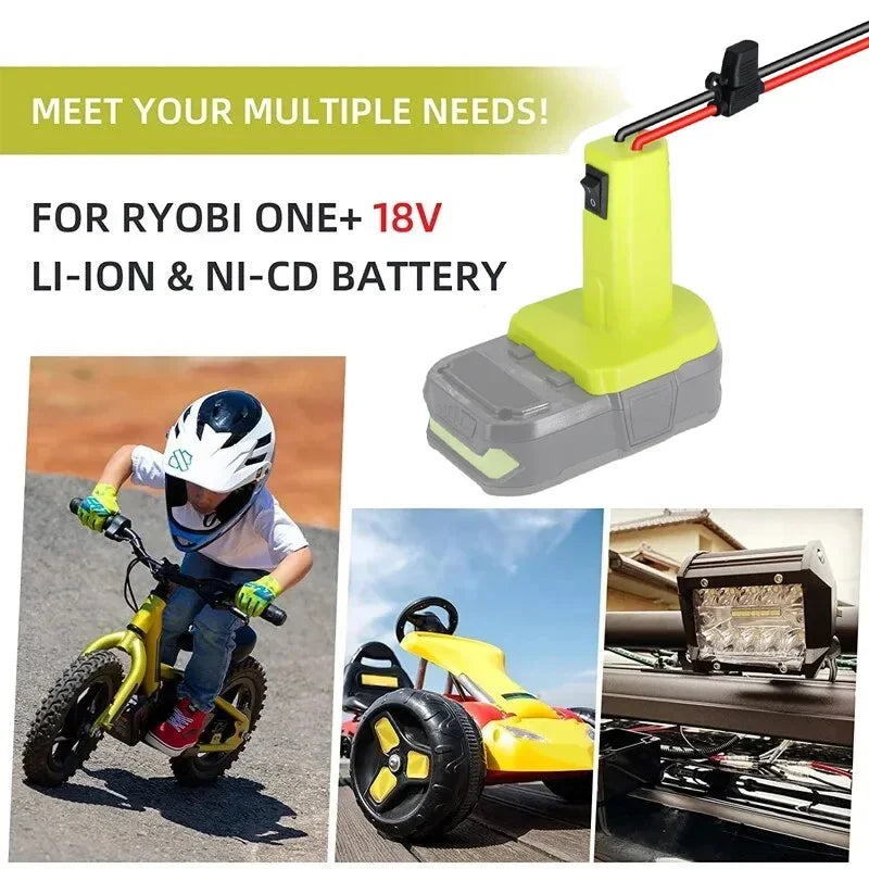 Ryobi 18V Battery Adapter Fuse Switch – DIY Power Wheels RC Battery Adapter PLUSH